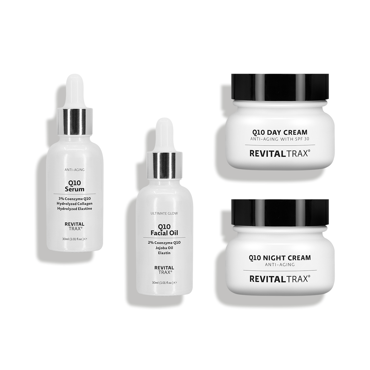 Q10-Bundle: Öl + Serum + Tages- und Nachtcreme